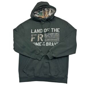 Buck Wear Men's M Hoodie Sweatshirt Camo Pullover Land of the Free America Green